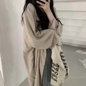 【ONEY 歐妮】★慵懶寬鬆長版開衫外套(女上衣/長袖/防曬)
