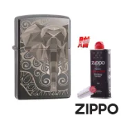[隔日到貨] ZIPPO 防風打火機 幾何大象紋路 49074 雕刻工藝 美國製 煤油打火機