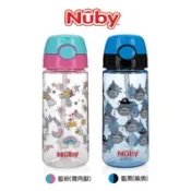*啵比小舖*美國Nuby 晶透運動水杯(細吸管) 532ml-粉紅色獨角獸/藍色鯊魚 二款