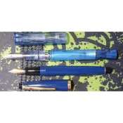 二手稀有訂製款近新尚羽堂權杖系列真空上墨打磨長刀化 高仕CROSS 藍色鋼筆