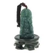 【喜緣玉品】天然A貨翡翠 御龍觀音 慈悲普渡 風水擺設 玉珮 擺件(直)