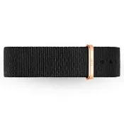 【Daniel Wellington】DW 錶帶 Classic Cornwall 20mm寂靜黑織紋錶帶-玫瑰金(DW00200135)