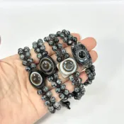 (店+)【御古齋】天然 九頁岩瑪瑙 天眼天珠 手鍊 手排 可調節編織款 佛教聖物 避邪鎮煞 事事順心 開運招財 0722