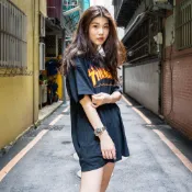 THRASHER FLAME LOGO TEE BLACK 短T 火焰 黑【A-KAY0】【110102BLAC】