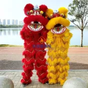💯舞獅道具💖社火單人舞龍舞獅道具成人南師北獅醒獅服裝小獅子頭整套