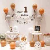 (店+)PARTY FUN（1HBD008-10）生日佈置套組 生日布條 生日掛旗 氣球數字  週歲  抓周佈置