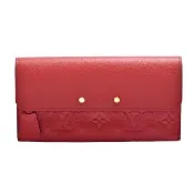 【Louis Vuitton 路易威登】M61831經典Pont-Neuf系列Monogram壓紋牛皮釦式長夾(紅色)
