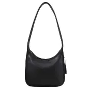 【COACH】Glovetanned Leather 簡約雙吊飾半月包包肩背包(黑)