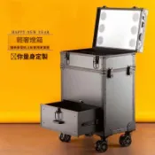小梳妝臺 移動式化妝桌 移動式化妝櫃 化妝車櫃 化妝車 化妝箱新款帶燈帶鏡子女2024新款抽屜多層大容量專業跟妝師收納箱