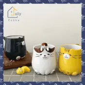 ✨現貨在台 日本DECOLE 懶貓坐坐造型馬克杯 攪拌匙  貓咪 辦公室 交換禮物 茶杯 咖啡杯 貓咪造型 杯緣子