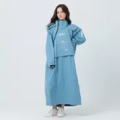 OUTPERFORM ACE半斜開雙拉鍊防水透氣連身式雨衣 淺藍 透氣 防水 連身雨衣 一件式 雨衣