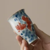 全球選品1館 生活百貨 草木灰純手繪功夫茶杯聞香杯聚香杯陶瓷中式復古單個品茗杯主人杯