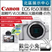 數位小兔【 Canon 夏日優惠 9/30止 EOS R50 Body 白色 單機身 超輕巧 VLOG 無反光鏡相機 】