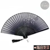 「teamo隔日到貨」和服古典黑骨扇❤️迷你摺疊扇 攝影道具 古裝道具 中國風摺扇 扇子 黑骨扇 小扇子