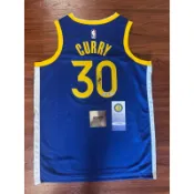 【收藏家先生】｜可預購｜NBA｜簽名球衣｜Stephen Curry 球迷版 客場藍 BAS & USASM 雙認證 簽
