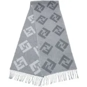 FENDI 芬迪 大型FF斜向字母100%羊毛流蘇圍巾 披肩(180x35CM/灰色)