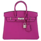 【Hermes 愛馬仕】BIRKIN 25CM L3 TOGO 牛皮柏金包(桃紫色/銀釦)