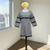 *♡*韓國設計/小香風.珍珠流蘇毛呢織紋洋裝/M/全新/二手衣《Anna的百寶箱》