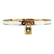 【KATE SPADE】Kate Spade lock and spade經典LOGO釦式桃心鎖手環(白x金)