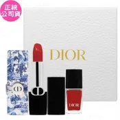 【即期良品】Dior 迪奧 經典紅唇指彩組(藍星唇膏(#999)(3.5g)+亮彩指甲油(#999)(7ml)+唇膏盒)(公司貨)