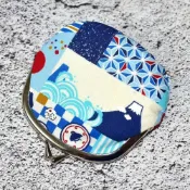 (店+)日本製 富士山 珠扣包 口金包 錢包 隨身包 100%棉 12x11.5cm kf144