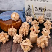 設彩品牌旗艦店 孔明鎖 孔明鎖魯班鎖全套智力解環套裝木製小學生兒童九連環益智玩具32套『XY34899』