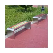 (店+)【自在戶外】 不銹鋼椅子公園戶外長椅庭院長條凳室外防腐木塑木商場園林休閑椅 2ca