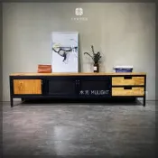 【木光設計家居】LOFT實木造型鐵網電視櫃|可訂製/北歐工業風/LOFT電視櫃置物櫃/置物架櫃實木/造型鐵網/電視櫃