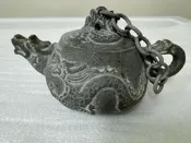 「壺氣滿堂」青斗石 浮雕 龍壺 龍罐 龍頭壺 壺鈕原石鍊 雕工壺