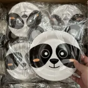 👍Belle's mall👍 叢林動物幼兒園卡通派對紙盤熱銷熊貓款式一次性聚會餐盤