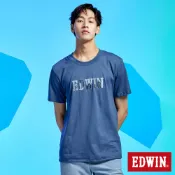 EDWIN 男款 拼布LOGO短袖T恤(灰藍色)