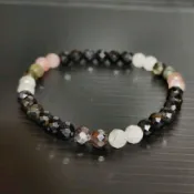 玉貴人…天然多彩鑽切黑碧璽手珠手串 17圍，特價