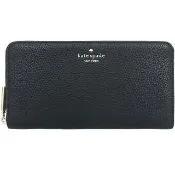 【KATE SPADE】LENA黑色荔枝皮革拉鍊式長夾