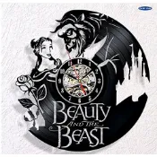 美女與野獸黑膠唱片掛鐘 Vinyl Wall Clock電影周邊創意時鐘 夜光遙控黑膠鐘表