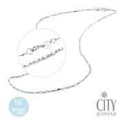 【City Diamond 引雅】14K義大利竹節白K金鍊 項鍊 18吋