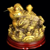 宜百家 金蟾招財擺件 黃銅金蟾擺件銅大小號三足銅蟾蜍三腳金蟬客廳裝飾品開業店鋪禮品