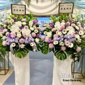 ［王冠園藝］高架花籃 鮮花蘭（一對） 羅馬柱 告別式 公祭 喪禮 追悼 代客送花 高雄市立殯儀館 富貴型「工廠直營批發」
