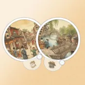 定製摺疊扇卡通飛盤扇可愛反光板圓扇廣告扇應援扇滌綸扇diy團扇 周邊 折疊扇 腰扇 折疊圓扇 扇子diy 空白扇 功夫扇