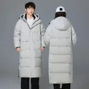 (店+)羽絨外套男防風長版連帽保暖外套男生大尺碼羽絨衣輕羽絨外套冬天外套防寒外套羽絨服男装