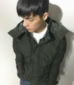 美國百分百【Abercrombie & Fitch】外套 AF 連帽 麋鹿 男衣 防寒 鋪棉 軍綠色 S號 J622