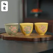 【化雲】宜興原礦紫砂主人杯聞香杯品茗杯手工精品泥繪紫砂杯功夫茶具