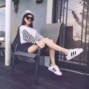 S.G ADIDAS ORIGINALS SUPERSTAR 白底金標 黑線 復古 休閒鞋 C77124 限量女鞋