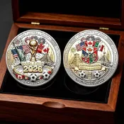 【台灣發貨 高品質】世界杯 2026世界盃足球紀念幣套裝美國國旗自由女神像收藏贈送紀念章