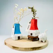 知雨若泥 乾燥花插小木屋•居家裝飾客廳櫃台餐桌擺件•花盆組盆擺飾園藝DIY•辦公室小物•家飾藝品蒐藏•台灣手工製木雕