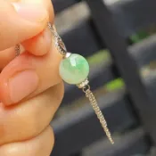 嗨，寶貝銀飾珠寶* 緬甸玉A貨 翡翠飾品☆925純銀 保證A貨 放光 糯冰種 飄花翡翠吊墜 流蘇墜子6