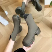 💋灰姑娘女鞋坊💋馬丁靴 短靴 增高 真皮皮靴 時尚V口女短靴小個子厚底增高煙筒靴 高跟靴 單靴 厚底鞋 女鞋 靴子 鞋