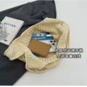 【超值尖貨】編織包 編織手提包 沙灘 草包 草編包 渡假復古針織海邊包包單肩新款度假沙灘鏤空休閒毛線編織托特大容