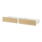 【IKEA 宜家家居】MALM 雙人高床框用床底收納盒, 實木貼皮, 染白橡木