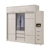 (店+)【新荷傢俱工場】26T 291 貝諾可白梧桐7.5尺衣櫃 滑門衣櫥 7.5尺被櫃衣櫃 1.2尺邊櫃 5尺衣櫃 組合型衣櫥
