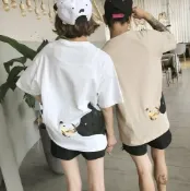 FINDSENSE服飾 FINDSENSE MD 日系 潮 街頭 男女 情侶裝 寬鬆 五分袖 小貓蝴蝶圖案 短袖T恤 特色短T